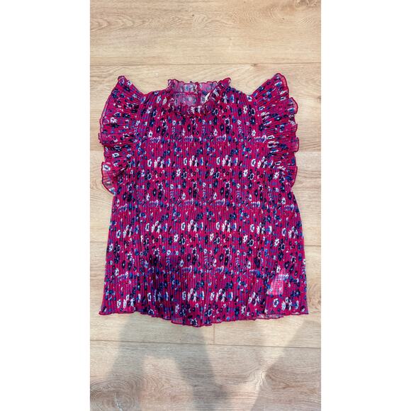 Anthropologie Frieda Pink Accordion Pleated Ruffle Top – Size Small - Picture 9 of 9